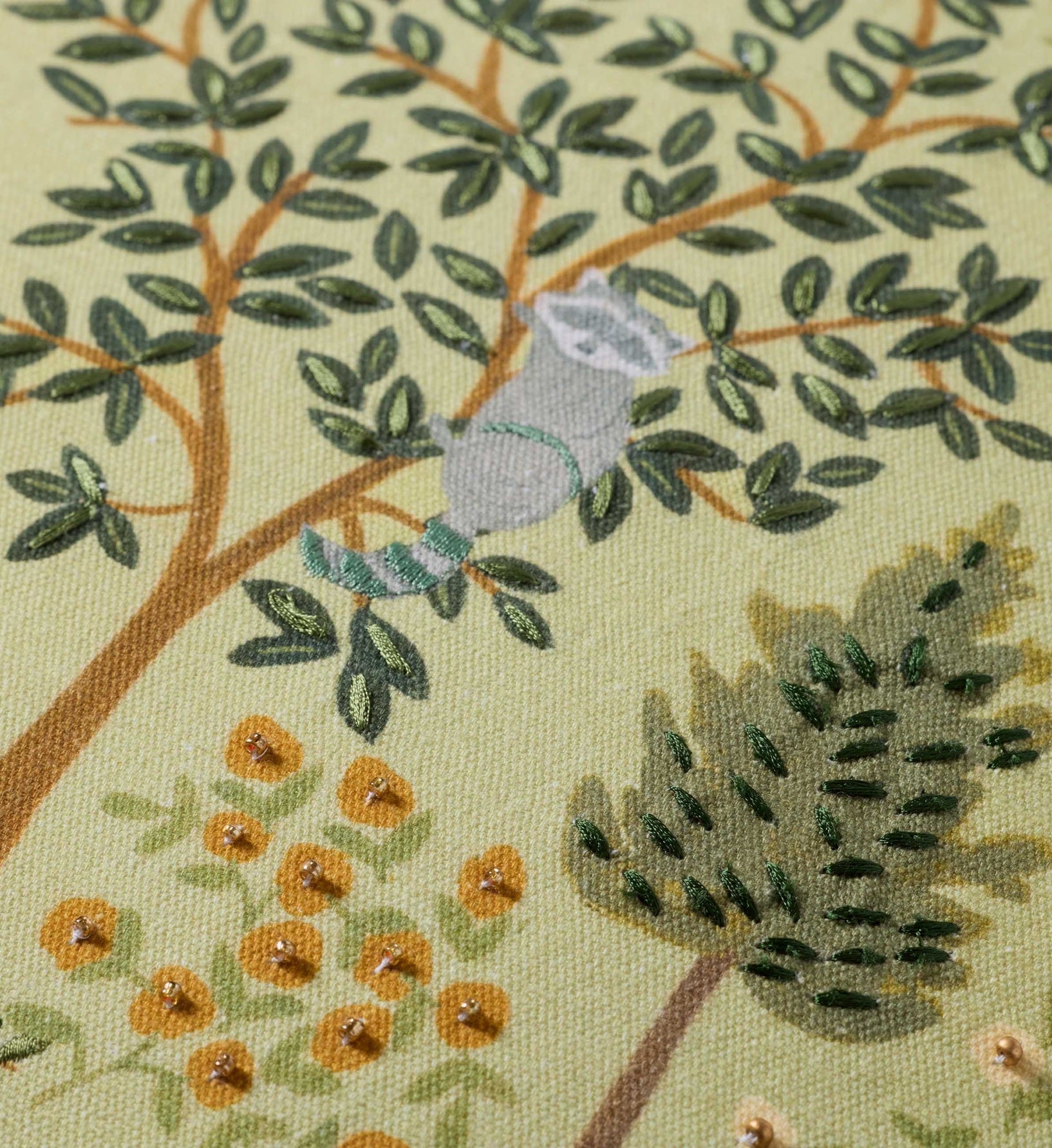 Woodland Forest Embroidered Pillow - Pistachio