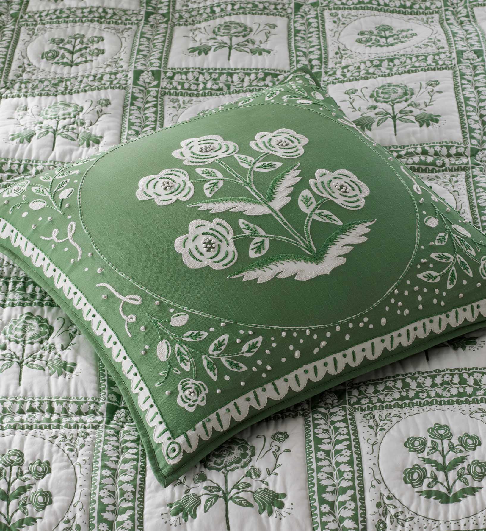 Embroidered Pillow Cover - Artichoke Garden
