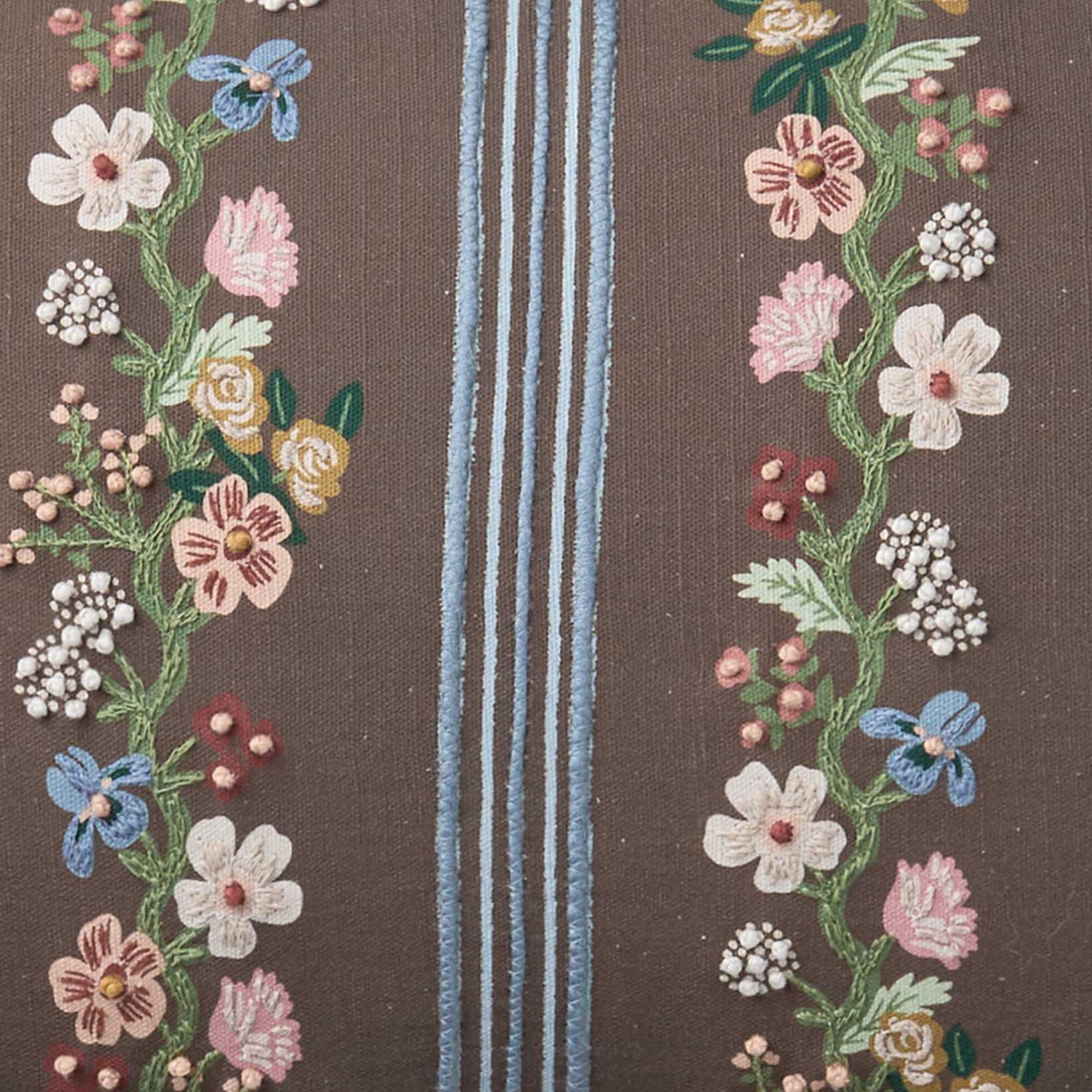 Embroidered Lumbar Pillow Cover - Floral Trellis