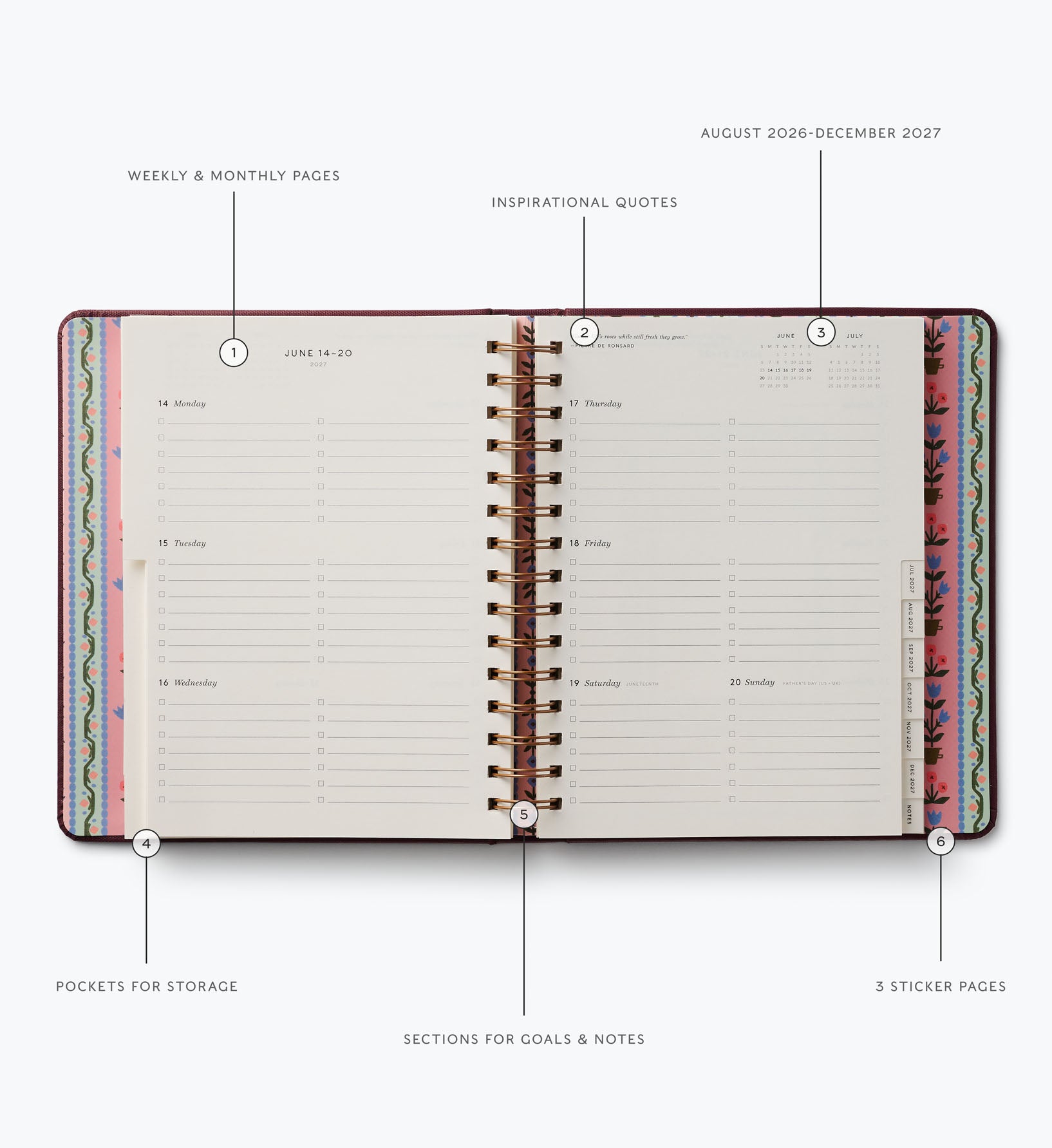 2026-2027 17-Month Academic Covered Spiral Planner - Ladies Night Book Club