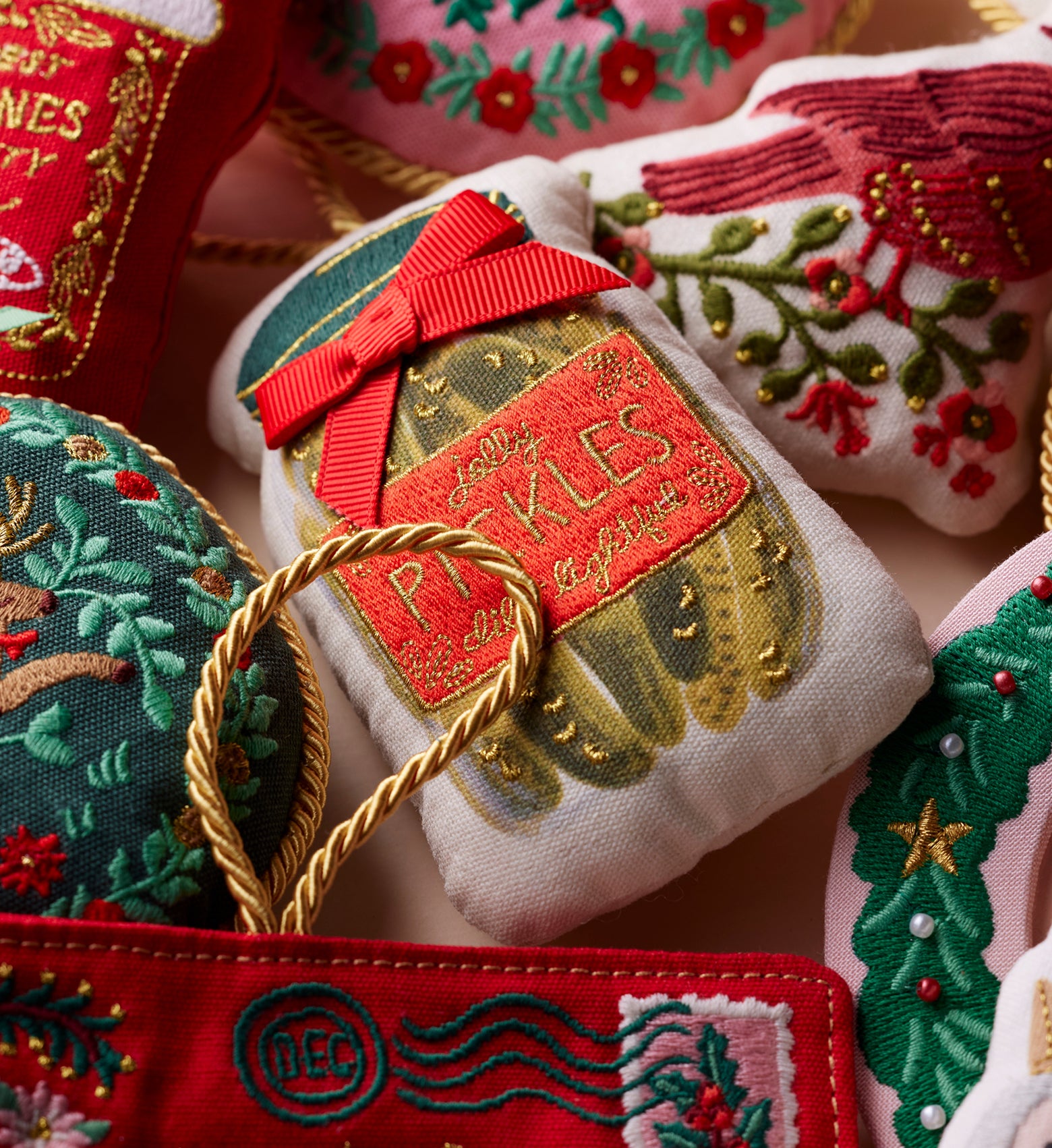 Embroidered Ornament - Pickle Jar