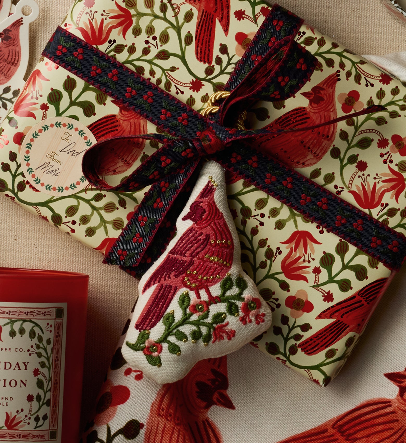 Embroidered Ornament - Cardinals