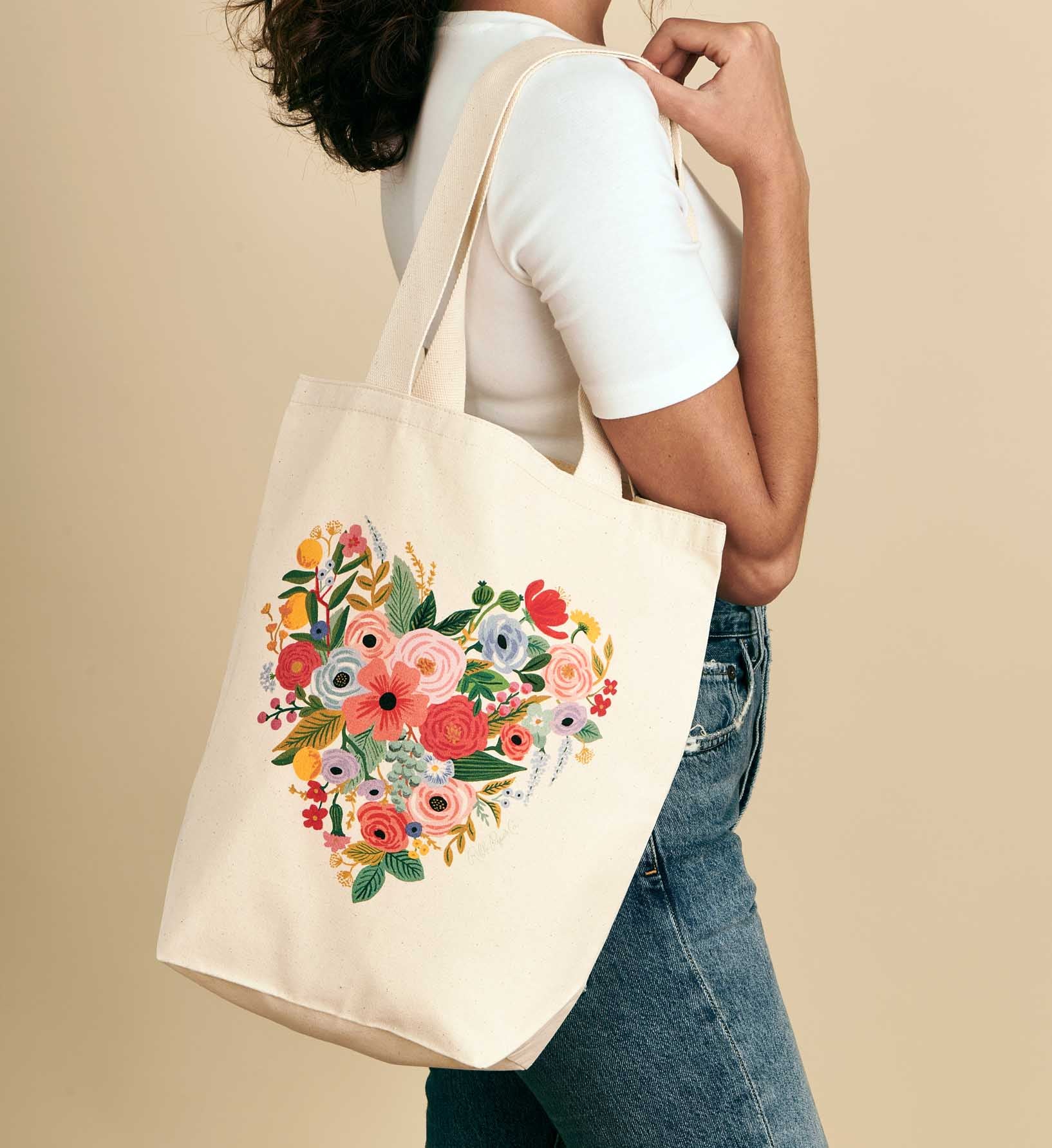 Canvas Tote Bag - Floral Heart