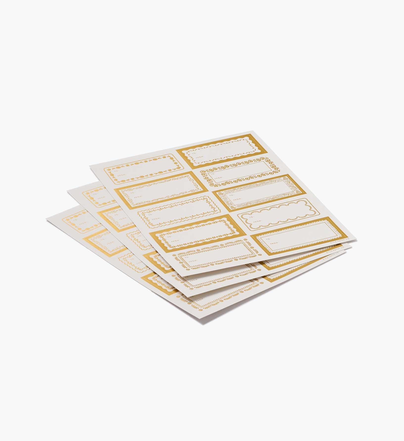 Holiday Gift Stickers - Gold Floral