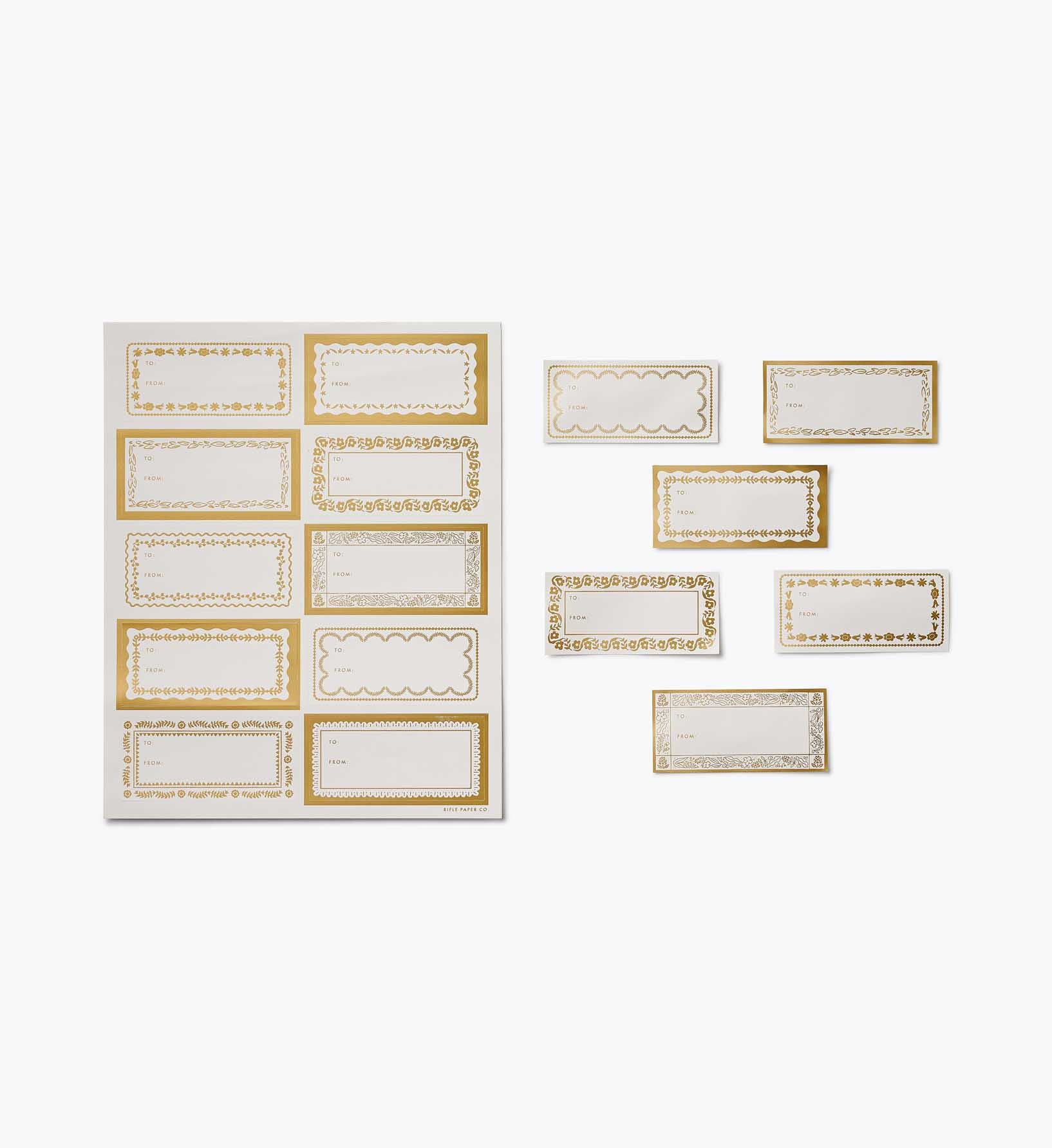 Holiday Gift Stickers - Gold Floral