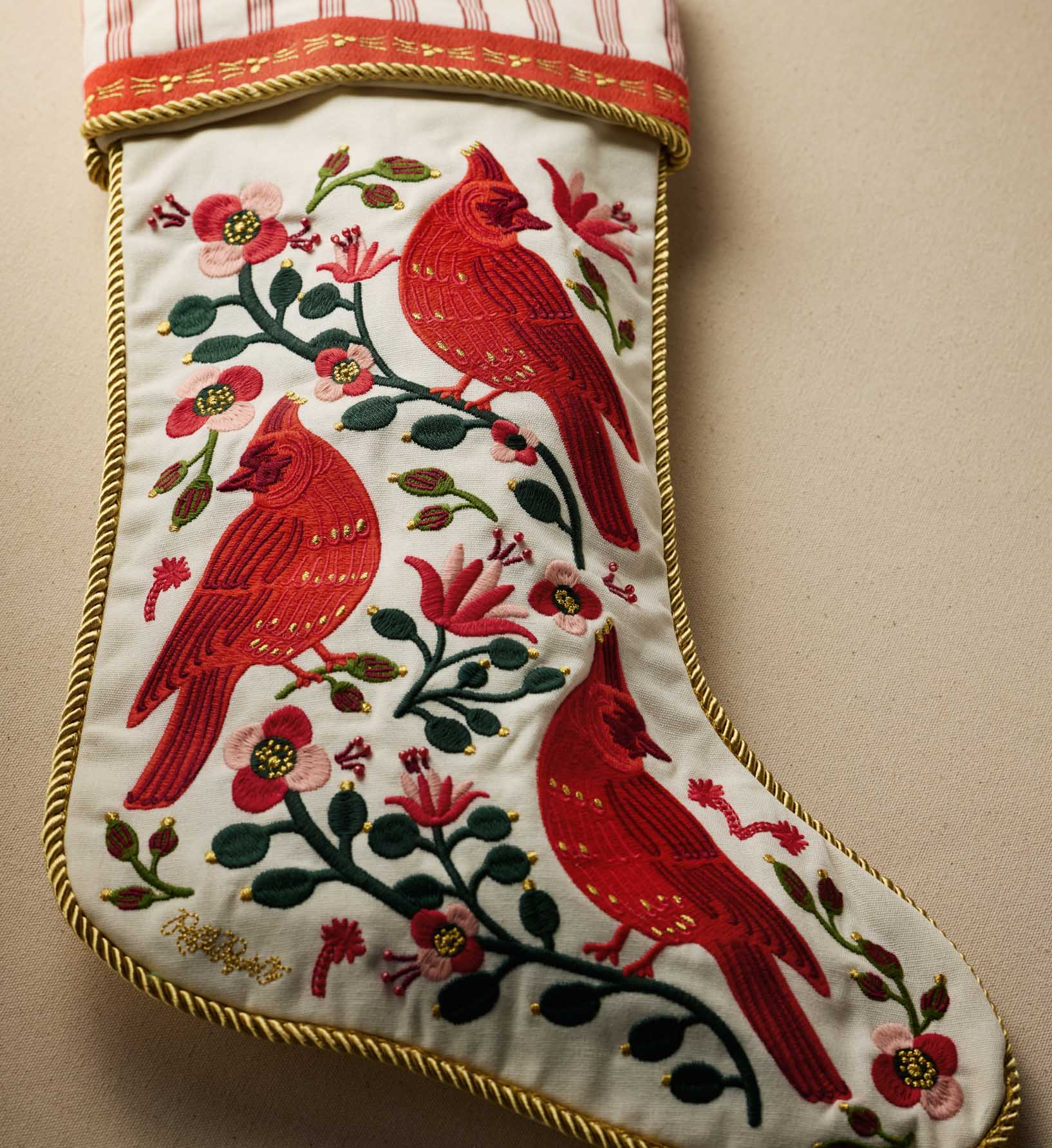 Embroidered Stocking - Cardinals