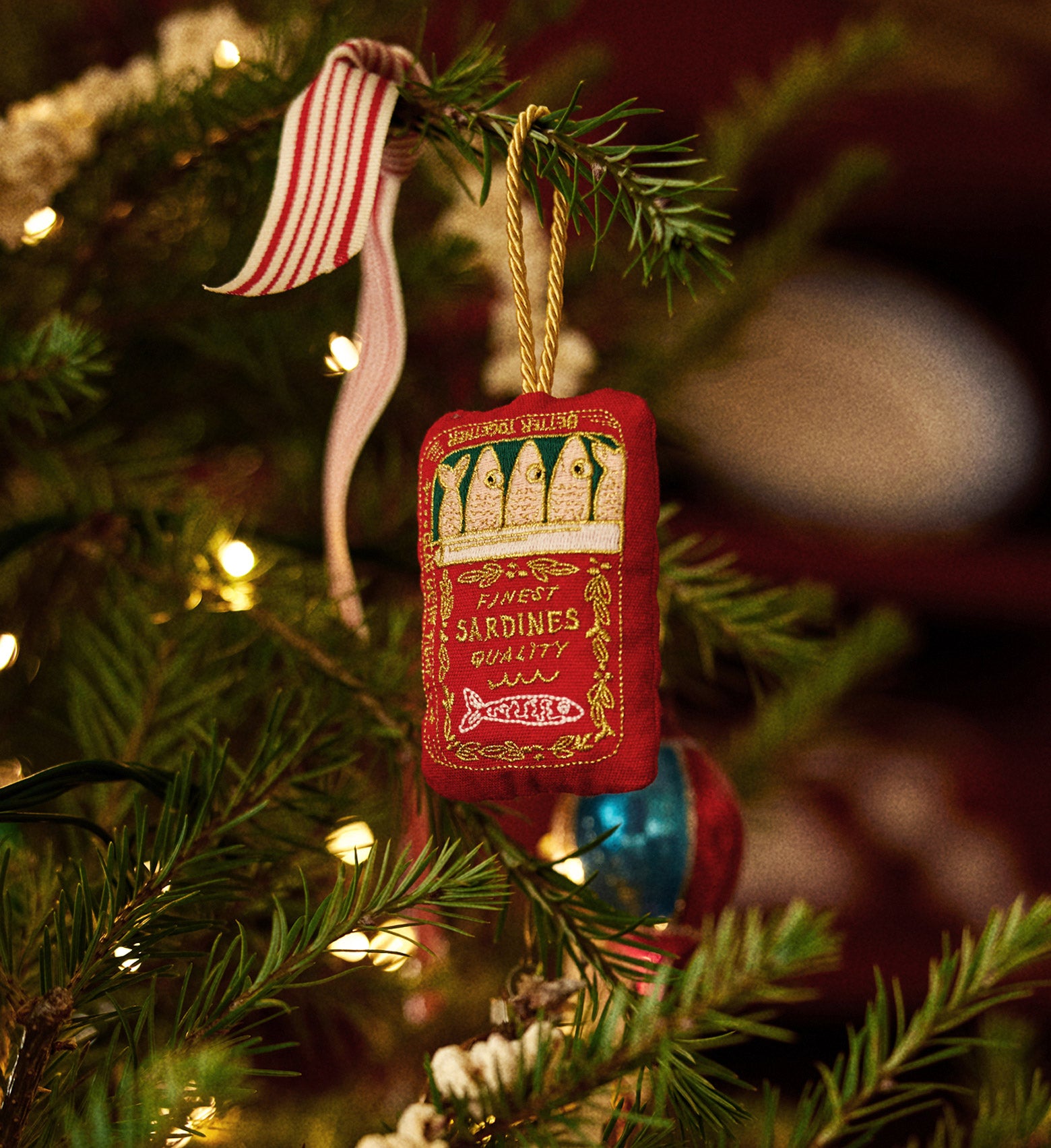 Embroidered Ornament - Sardines