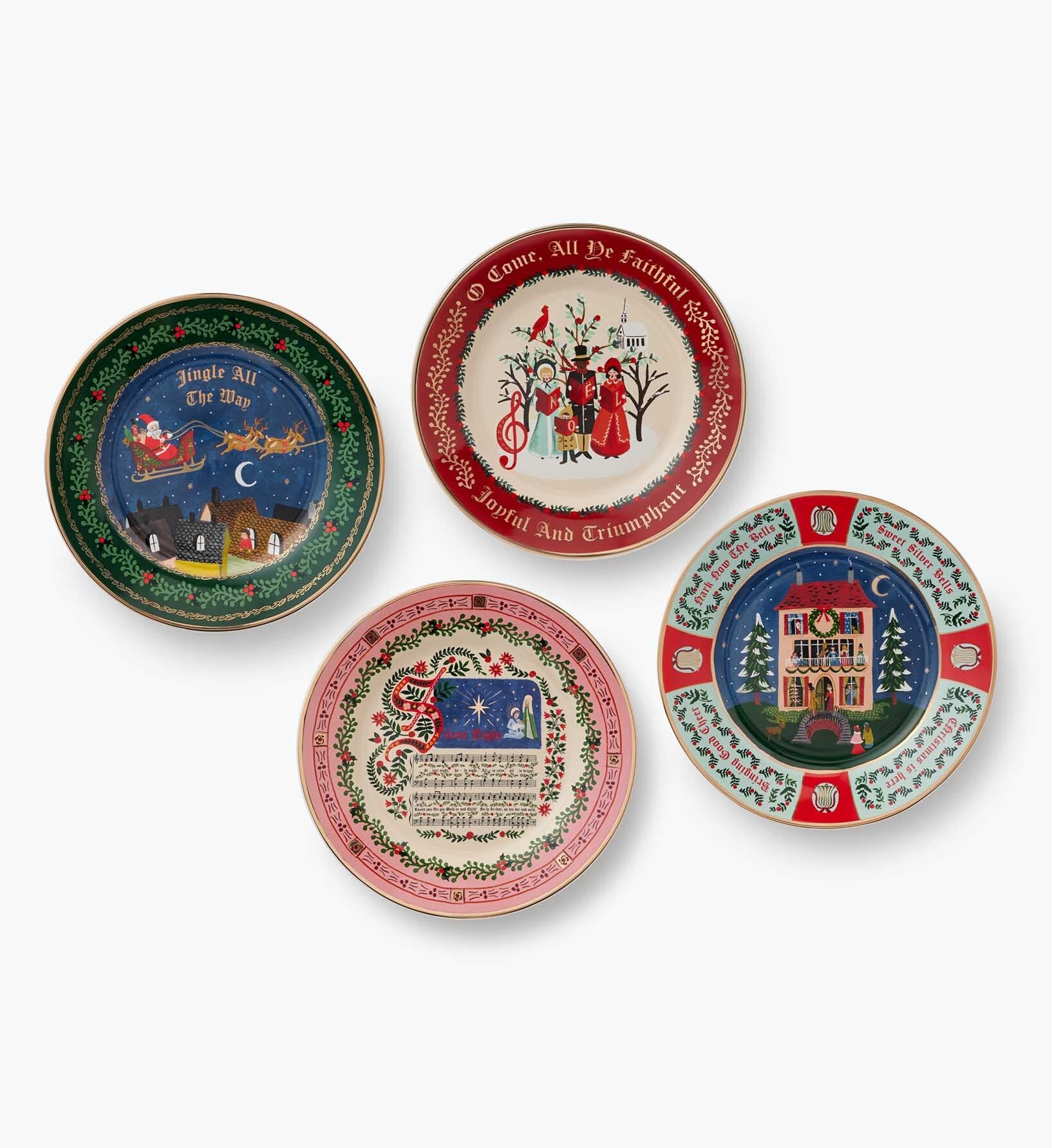 Porcelain Dessert Plate Set - Christmas Carols