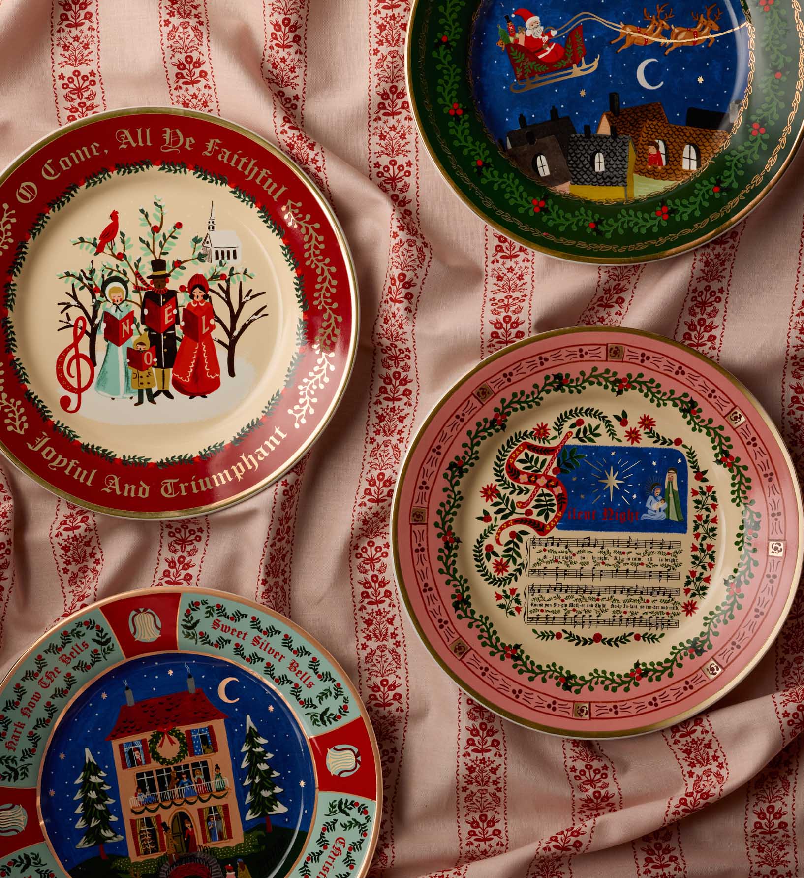 Porcelain Dessert Plate Set - Christmas Carols