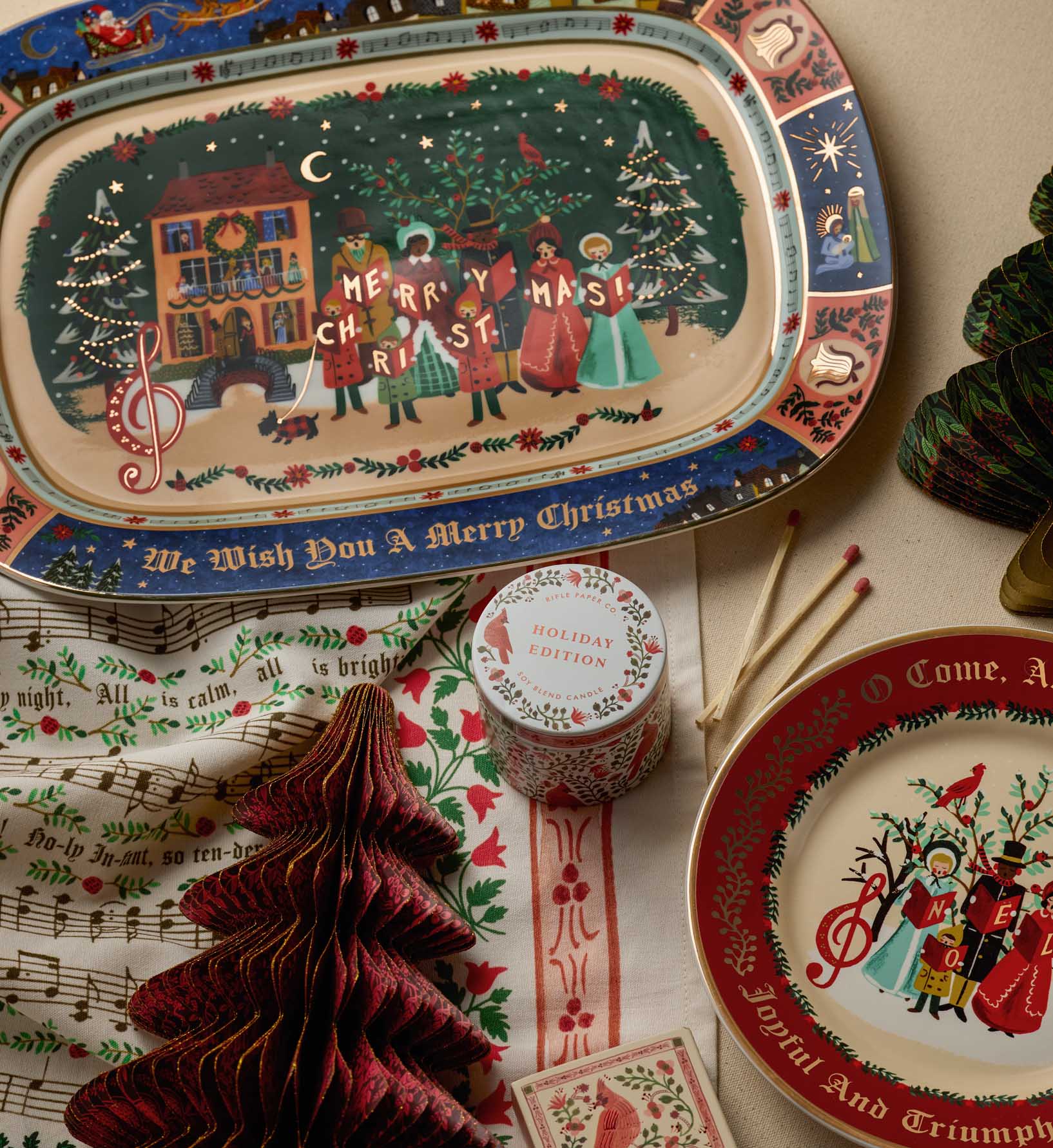 Large Porcelain Serving Platter - Christmas Carols