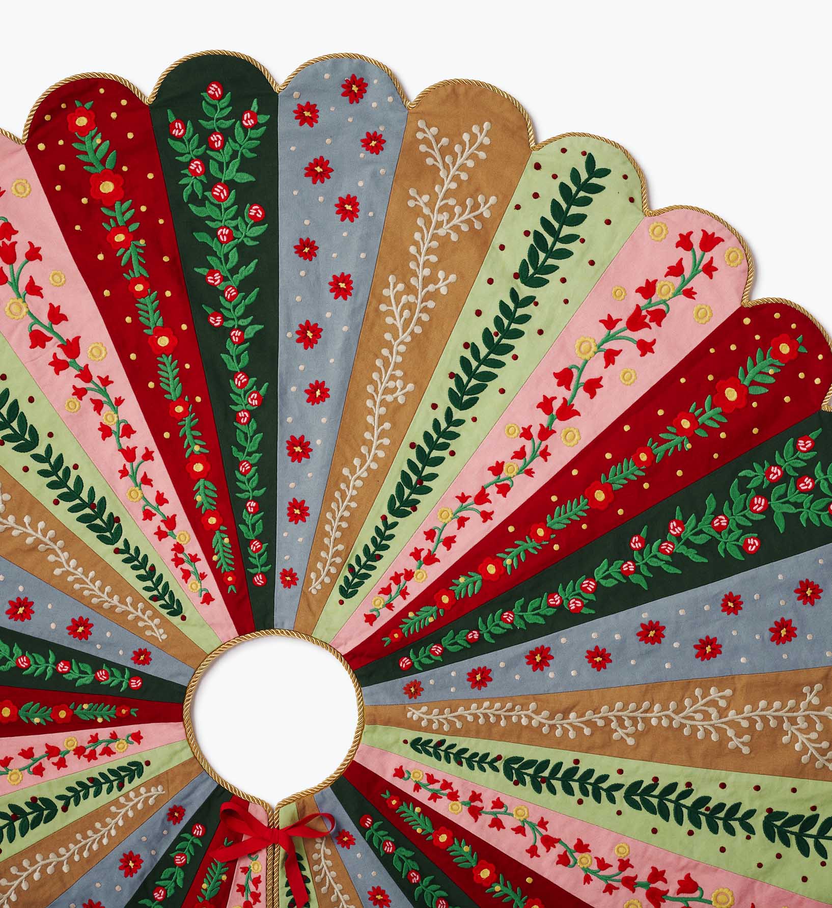 Embroidered Tree Skirt - Holly Jolly