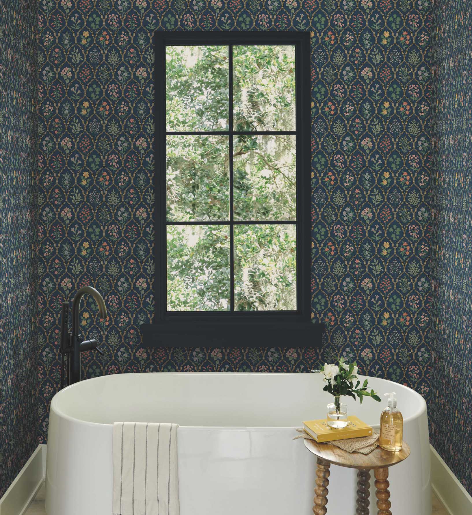 Hawthorne Wallpaper - Navy Multi