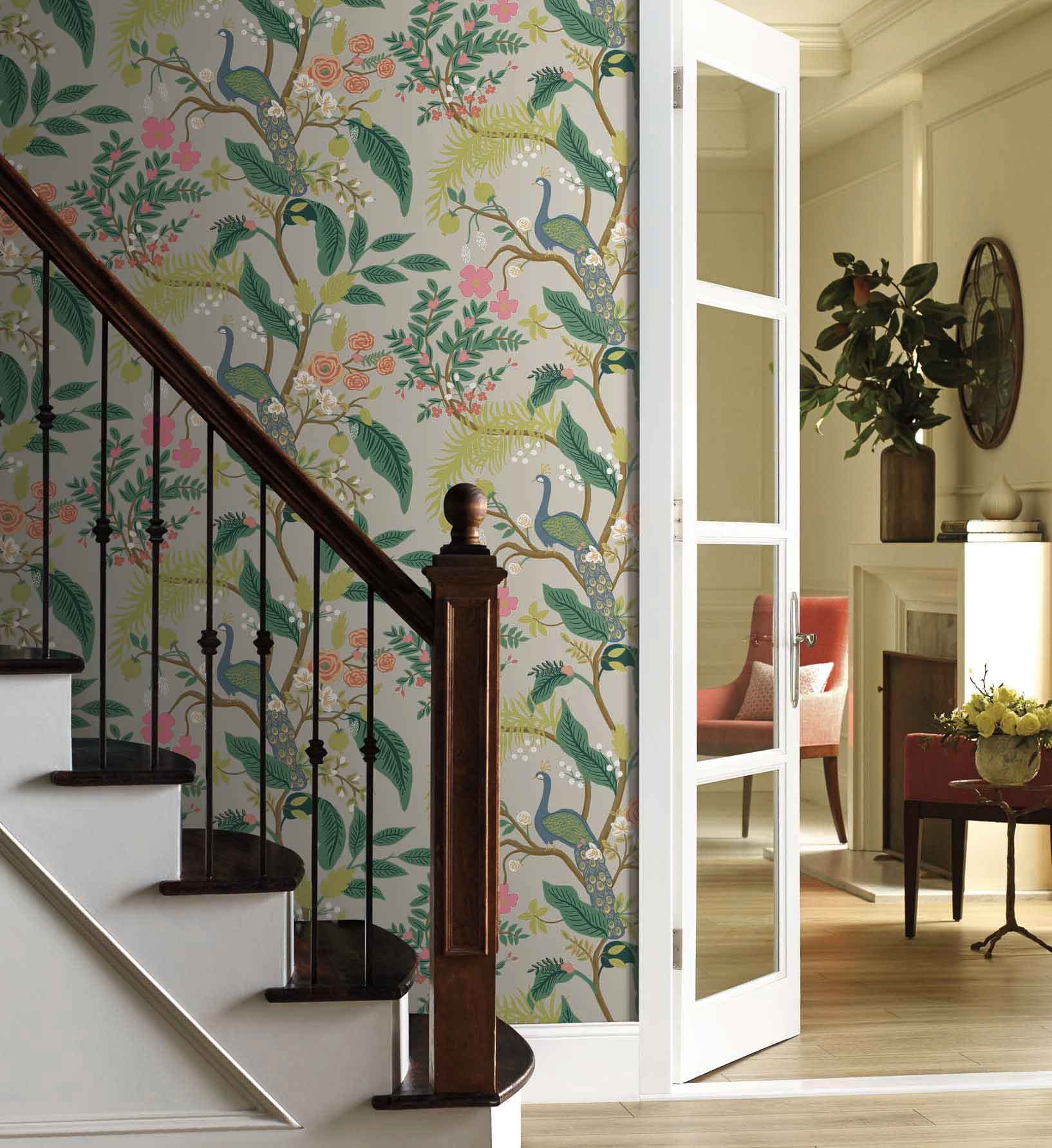 Peacock Wallpaper - Linen