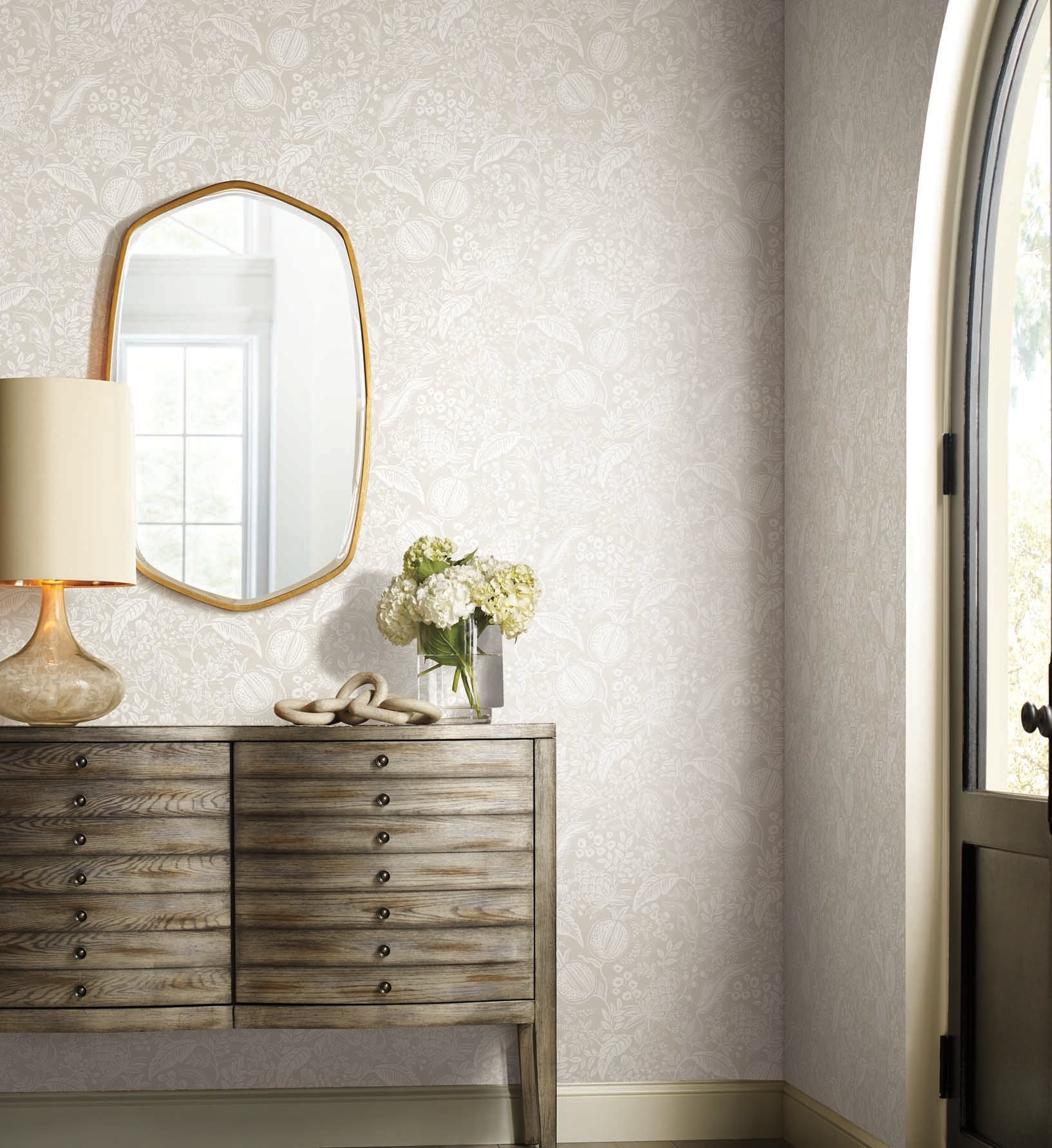 Pomegranate Wallpaper - Beige & White