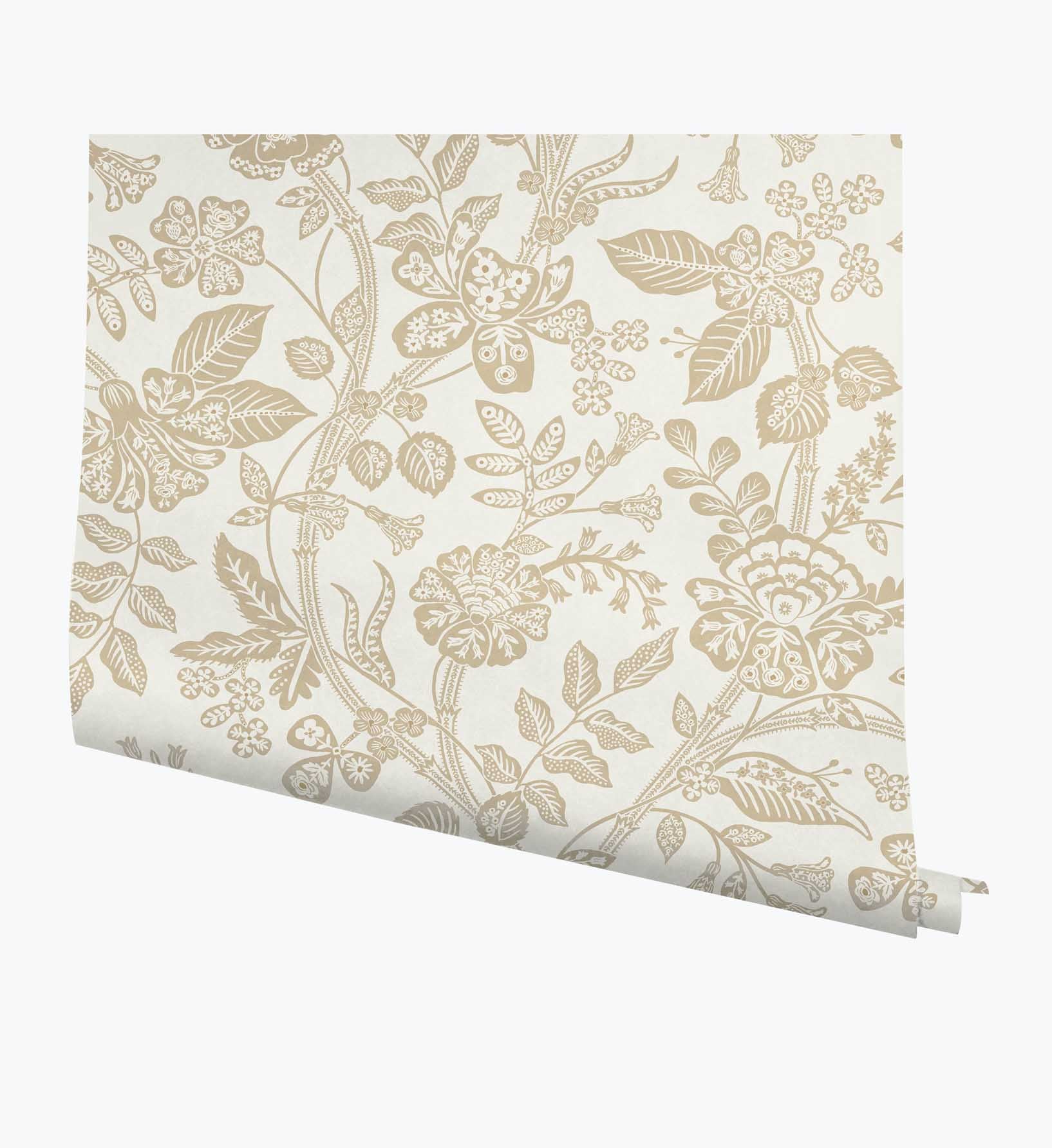 Gracie Garden Wallpaper - Gold & Linen