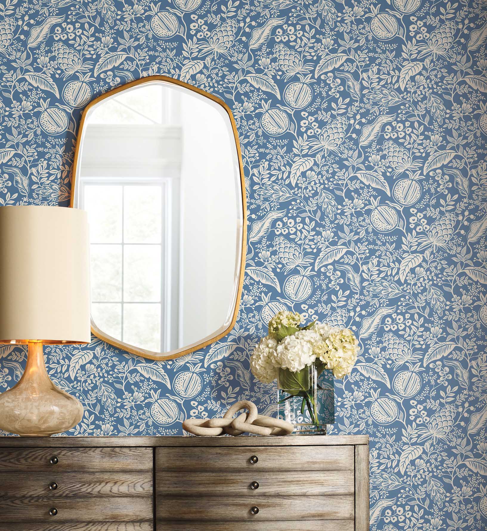 Pomegranate Peel & Stick Wallpaper - Blue & Ivory