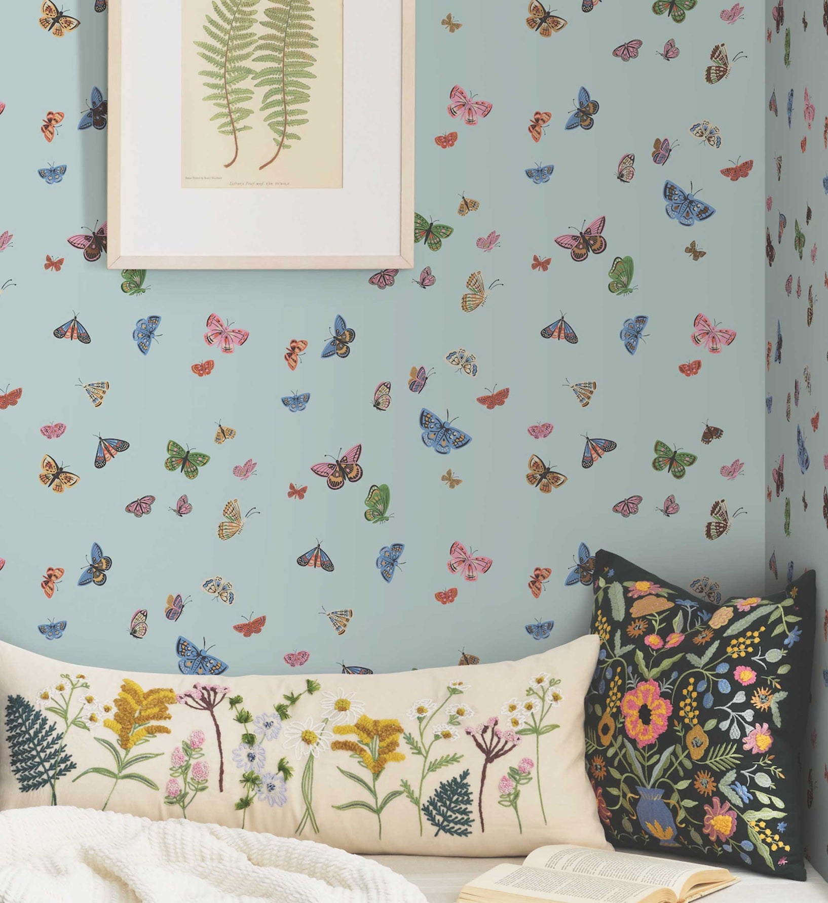 Butterfly House Peel & Stick Wallpaper - Light Blue