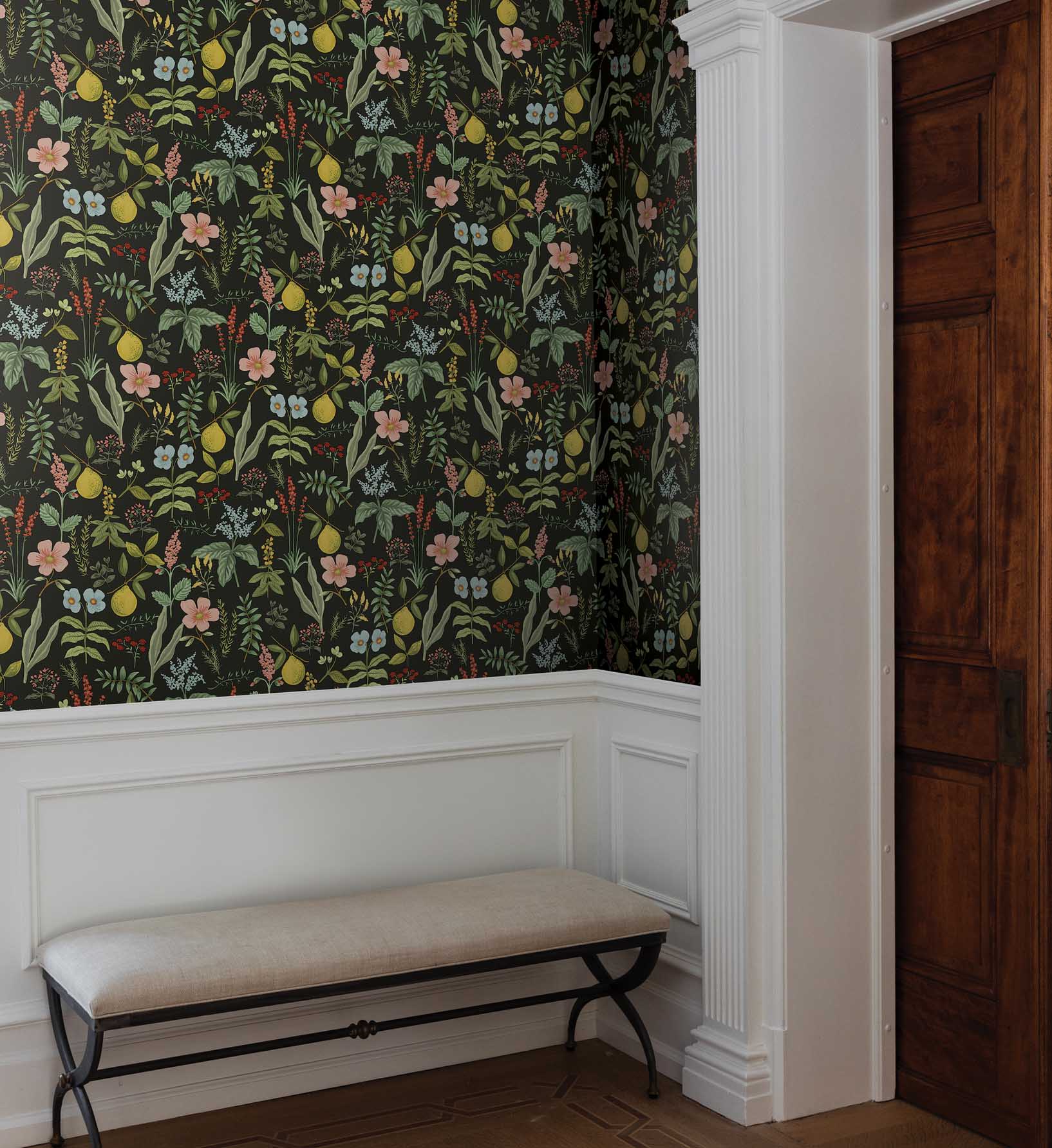 Herb Garden Peel & Stick Wallpaper Sample - Black