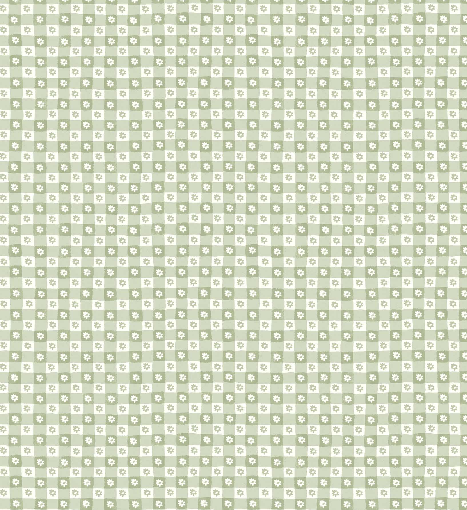 Daisy Gingham Peel & Stick Wallpaper Sample - Green