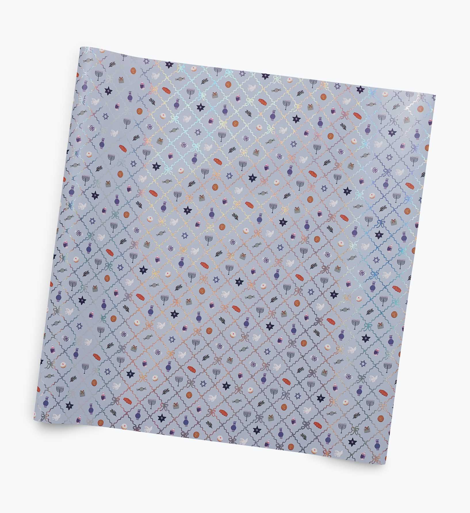 Holiday Wrapping Roll - Hanukkah Argyle