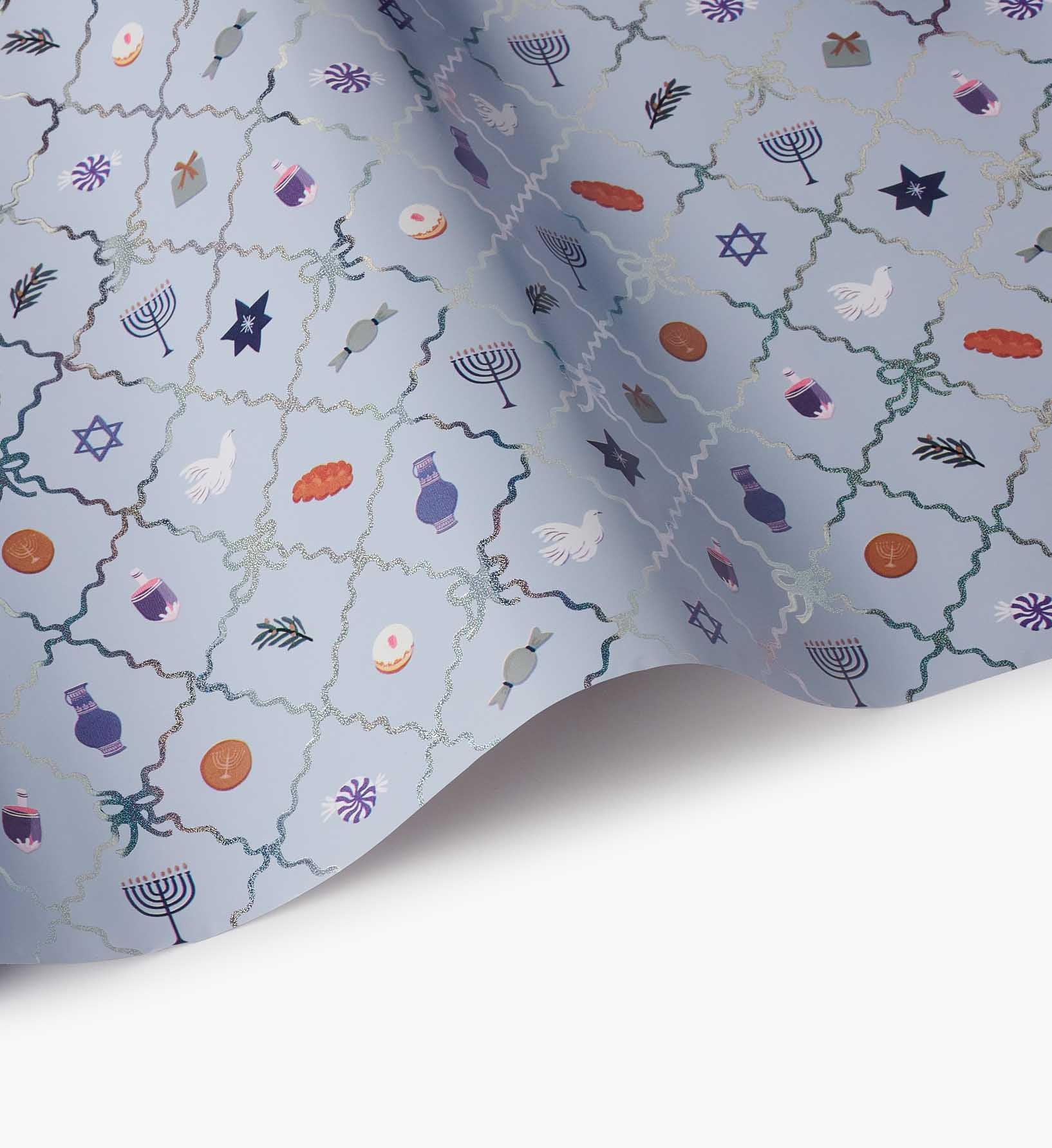 Holiday Wrapping Roll - Hanukkah Argyle