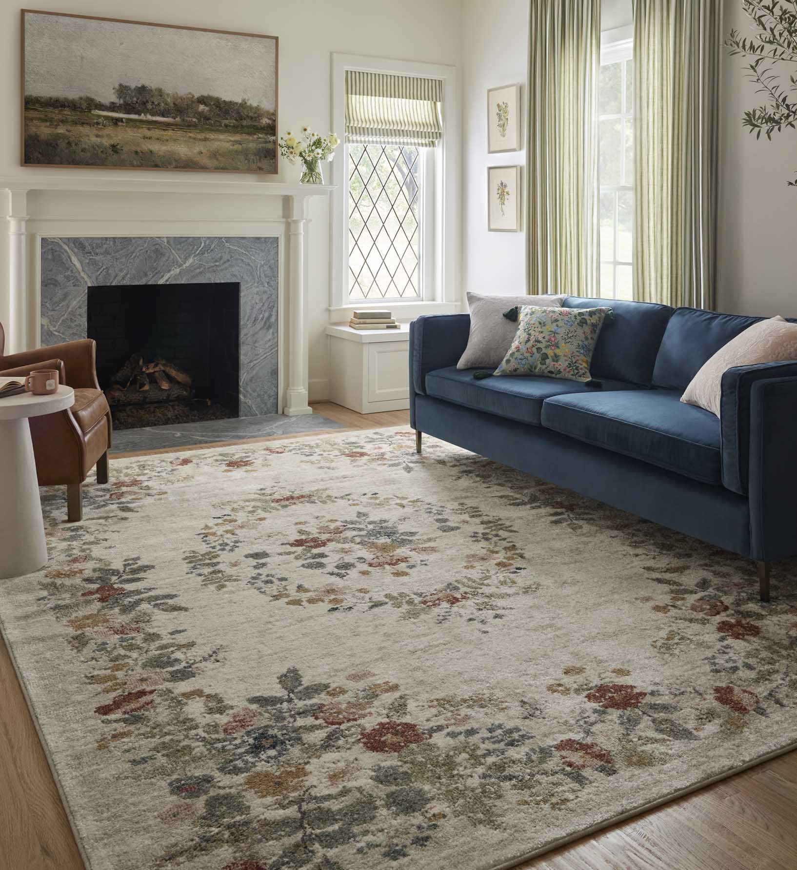 Laurel Strawberry Fields Medallion Power Loomed Rug - Cream