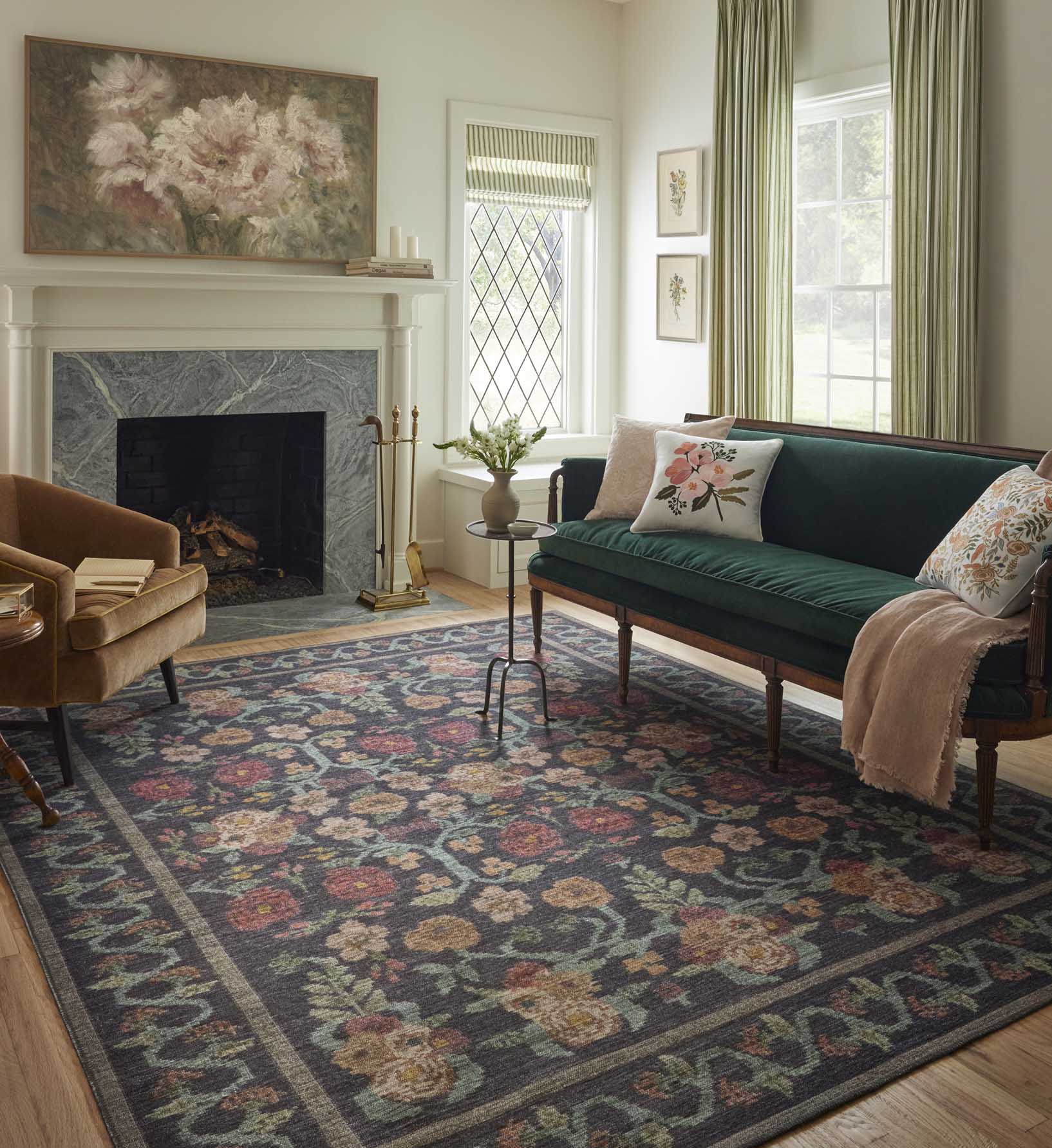 Rosa Power Loomed Rug - Black